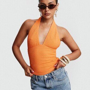 Princess Polly crop orange halter top perfect for summer